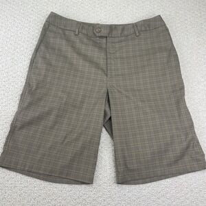 Under Armour Shorts Mens 34R Tan Plaid Drive Performance Golf Stretch